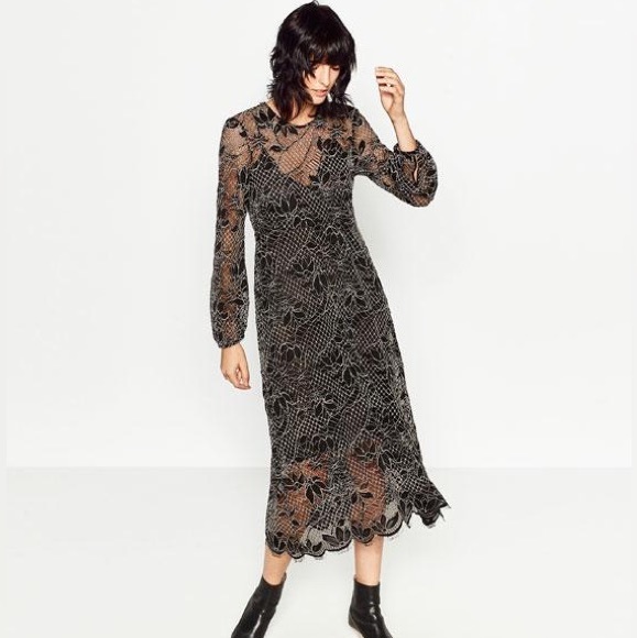 white lace dress with pockets Renzo White Lace Dress